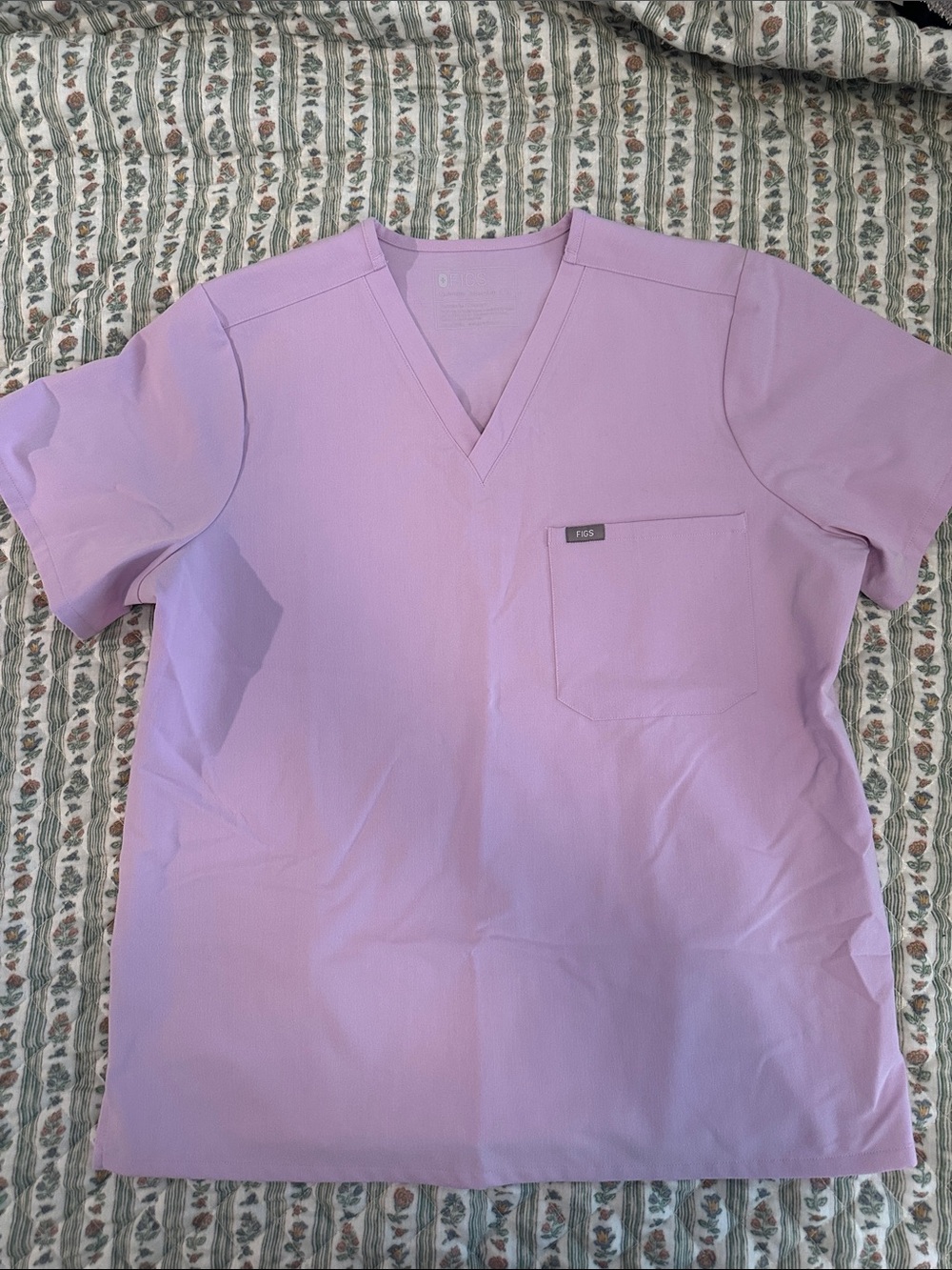 Figs Lavender V-Neck Pocket Tee